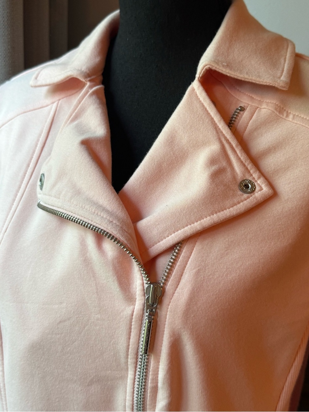 H by Halston Pale Pink Asymmetrical Zip Bomber Jacket - Picture 3 of 11